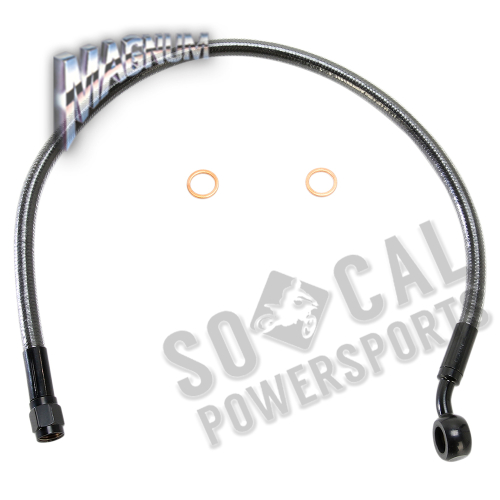 Magnum - Magnum Polished Stainless Designer Series ABS Front Upper Brake Line - 10mm., 180deg. Banjo - 28in, - AS47118