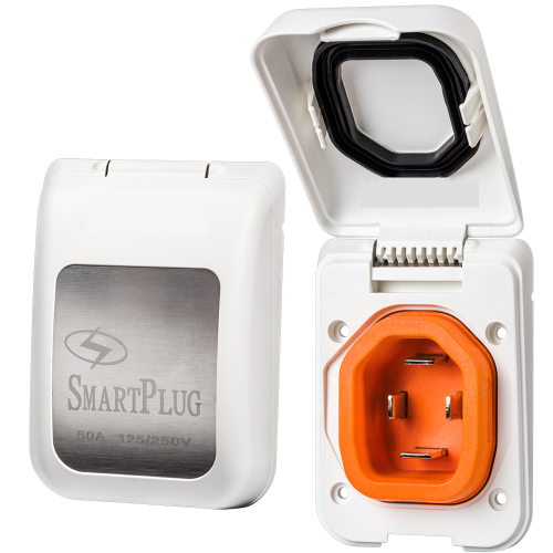 SmartPlug - SmartPlug 50 Amp Non Metallic White Inlet - Boat &amp; RV Side