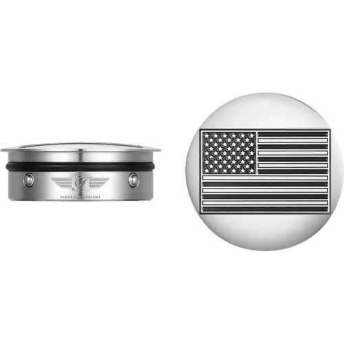 Figurati Designs - Figurati Designs Swing Arm Covers - Mirror Polished with Contrast Cut American Flag - FD26R-AF-CC-SS