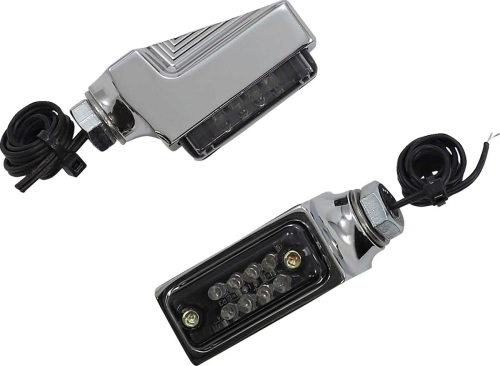 Joker Machine - Joker Machine Rectangle Smoked Led Turn Signal - Chrome/Red LEDs - 05-311-3R