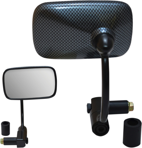 Parts Unlimited - Parts Unlimited Bar End Mirror - Rectangular - Carbon Look - 0640-0930