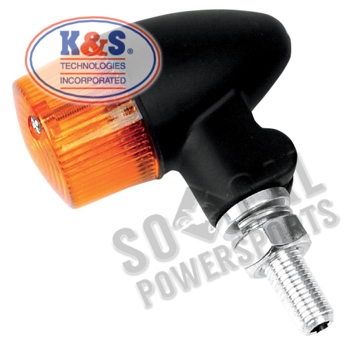 K&S Technologies - K&S Technologies Black Satin Aluminum Marker Lights - Round #2 with Amber Lens - Single Filament - 25-8330BK