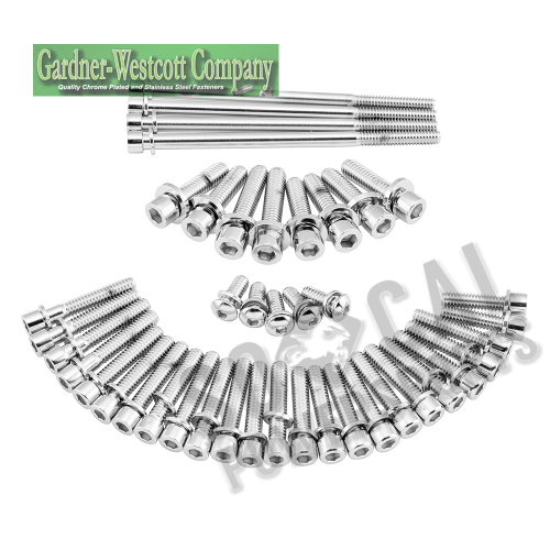 Gardner-Westcott - Gardner-Westcott Cam and Primary Cover Hardware Set - Polished - Chrome - P-10-14-01