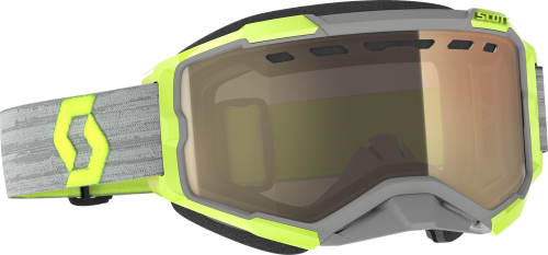 Scott USA - Scott USA Fury Snowcross Goggles - 278604-1120245 - Gray/Yellow / Light Sensitive Bronze Chrome Lens - OSFM