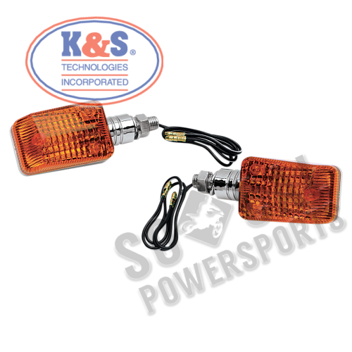K&S Technologies - K&S Technologies DOT Approved Halogen Mini-Stalk Turn Signals - Chrome with Amber Lens - 25-7502