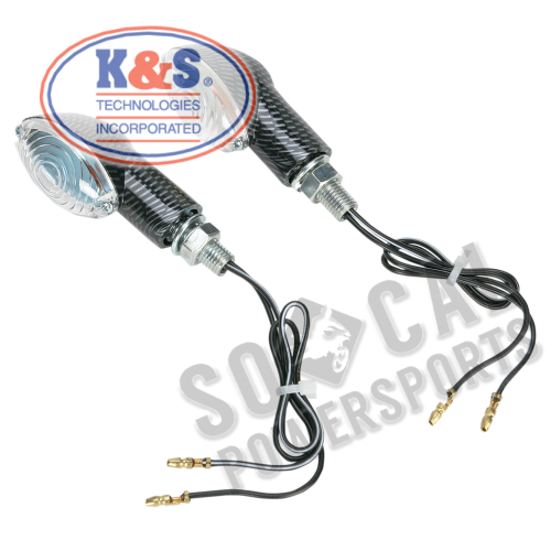 K&S Technologies - K&S Technologies Ultra-Small Mini-Stalk Marker Lights - Carbon with Clear Lens - 25-8361