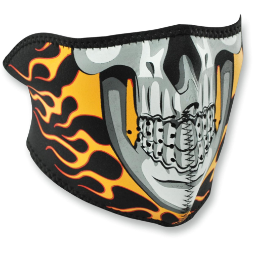 Zan Headgear - Zan Headgear Half Face Mask - WNFM061H - Burning Skull - OSFM