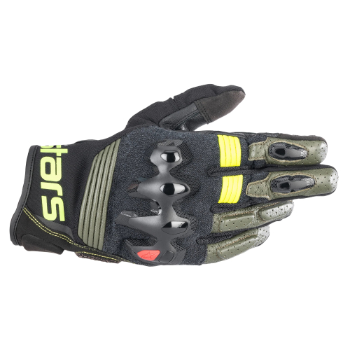 Alpinestars - Alpinestars Halo Leather Gloves - 3504822-6085-2X - Forest Black/Fluorescent Yellow - 2XL