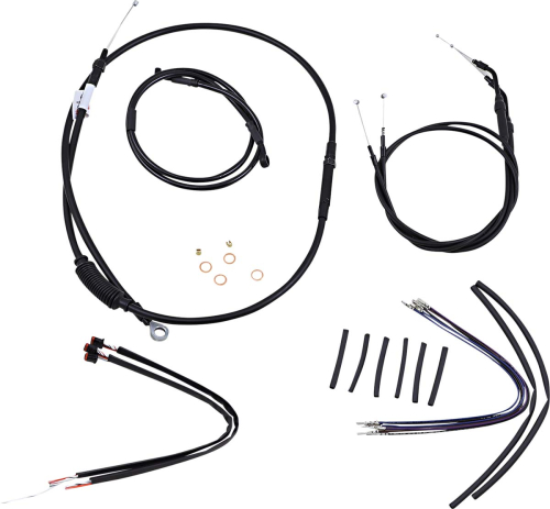 Burly Brand - Burly Brand Black Vinyl Single Disc Handlebar Cable & Brake Line Kit for Jail Bars - 12in. - B30-1144
