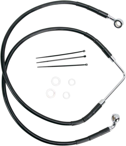 Drag Specialties - Drag Specialties Standard Length Front Stainless Steel Brake Line Kit - Black Vinyl - 660328-BLK