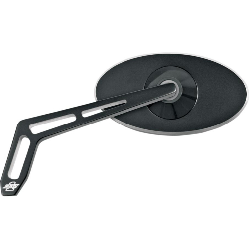 Pro-One Performance - Pro-One Performance Oval Smooth Head Mirror with Weekend Warrior Cutout Stem - Left - Black - 102310B