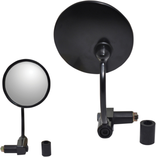 Parts Unlimited - Parts Unlimited Bar End Mirror - Round - Black - 0640-0931