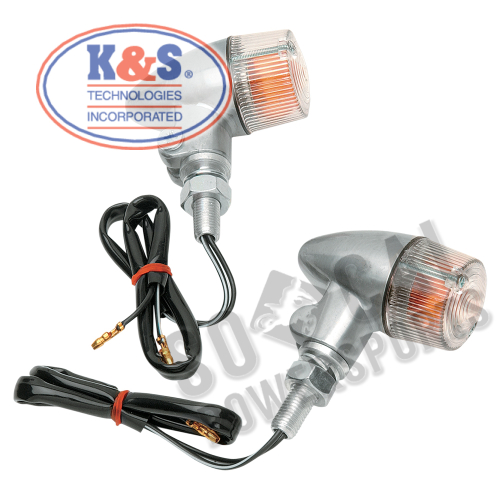 K&S Technologies - K&S Technologies Polished Aluminum Marker Lights - Round #1 with Clear Lens - Single Filament - 25-8321