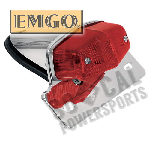 Emgo - Emgo Lucas-Style Taillight with Plate Mount - Chrome - 62-21521