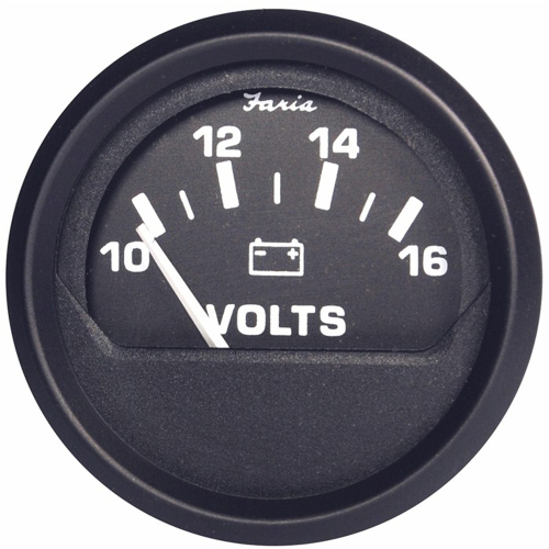 Faria Beede Instruments - Faria Euro Black 2" Voltmeter (10-16 V)