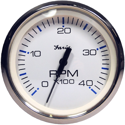 Faria Beede Instruments - Faria Chesapeake White SS 4" Tachometer - 4000 RPM (Diesel) (Magnetic Pick-Up)