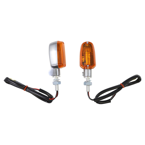 K&S Technologies - K&S Technologies Polished Aluminum Marker Lights - Oblong with Amber Lens - Dual Filament - 25-8301