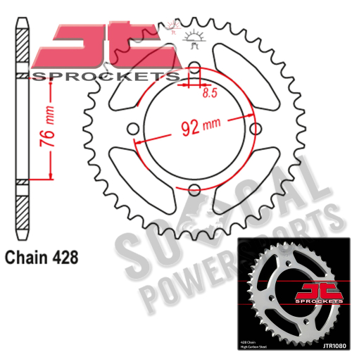 JT Sprockets - JT Sprockets Steel Rear Sprocket - 39T - JTR1080.39