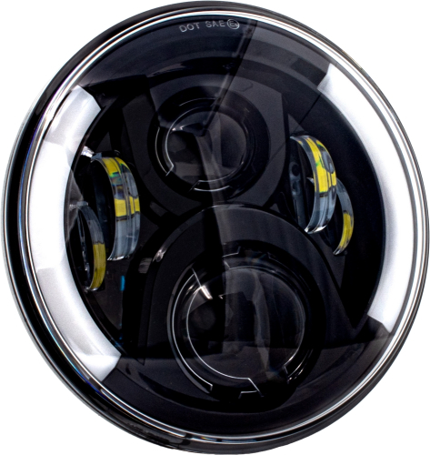 Letric Lighting Co. - Letric Lighting Co. 7in. Deluxe LED Headlight with Integrated Switchback Turn Signals - Black - LLC-DHL-7TS