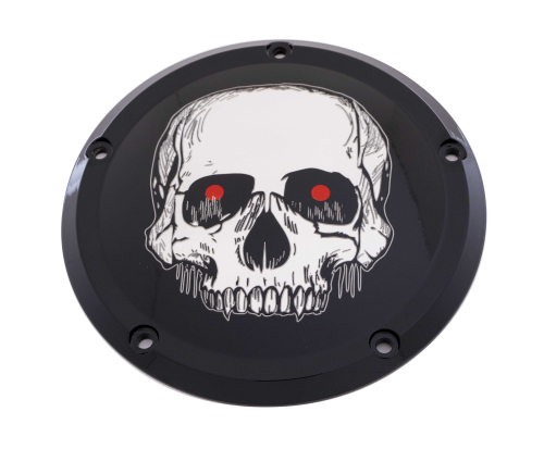 Custom Engraving LTD - Custom Engraving LTD Culture Derby Cover for Skull - Black - M8 Softail - SKUL33-67BG