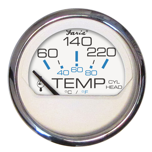 Faria Beede Instruments - Faria Chesapeake White SS 2" Cylinder Head Temperature Gauge (60-220&deg;F)