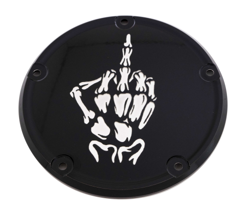 Custom Engraving LTD - Custom Engraving LTD Culture Derby Cover for Bone Finger - Black - M8 Softail - SKUL24-67BG