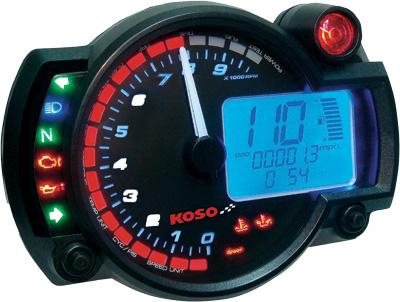 Koso North America - Koso North America RX-2N GP Style Multi-Function Gauge - 19,000 RPM - Black Panel - BA015B25