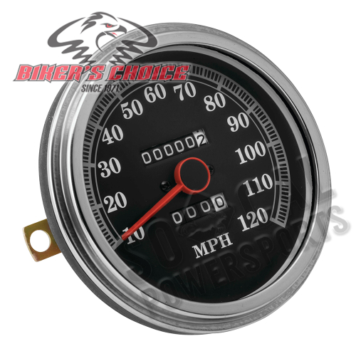 Bikers Choice - Bikers Choice 5in. FL Type Speedometer - 2240:60 Ratio Front Wheel Drive and Read Switch - 120 mph Black Face - 490043
