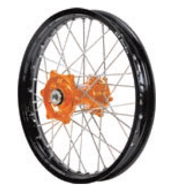Dubya - Dubya MX Rear Wheel with DID DirtStar Rim - 1.85x16 - Orange Hub/Black Rim - 70-4185OB