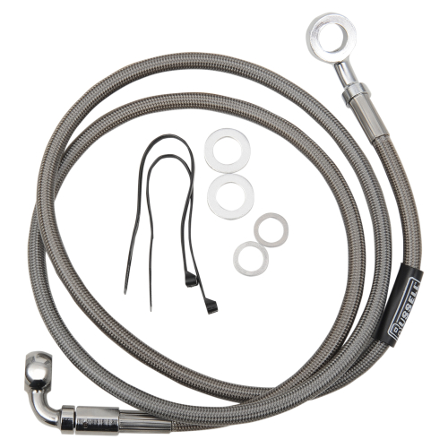 Russell - Russell Pro Swivel Universal Brake Hose - Stainless Steel - 7/16in.,35 Degree,Upper Banjo - 46in. Length - R08976