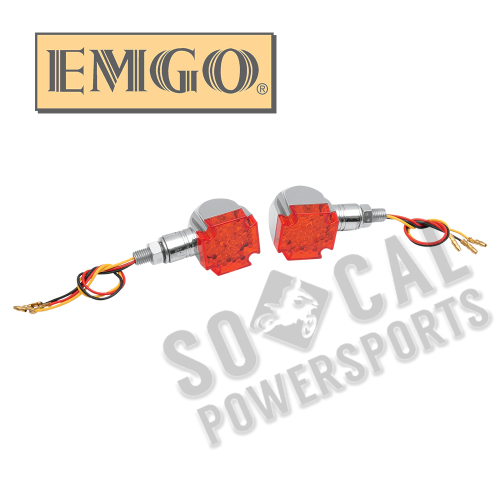 Emgo - Emgo Maltese LED Marker Lights - Chrome/Red - 61-99155
