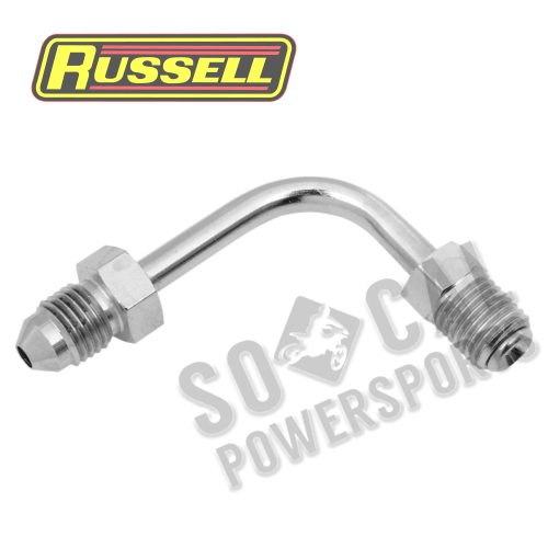 Russell - Russell Cycleflex Universal Brake Line Fitting - Tube, 3/8in 24 Inverted Flare - #3 Male/90 Degree Short - R4282C