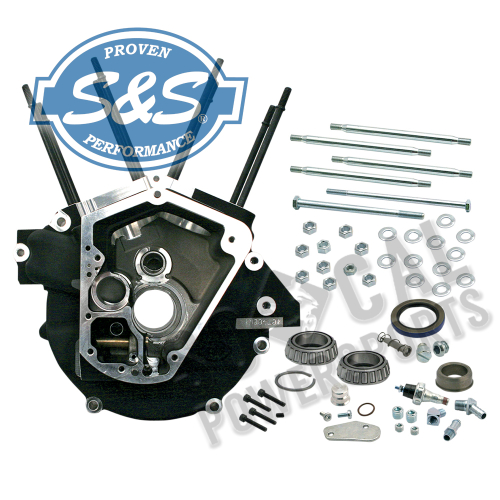 S&S Cycle - S&S Cycle Super Stock Big Twin Alternator Style Crankcase - Black, Stock Bore - 31-0055