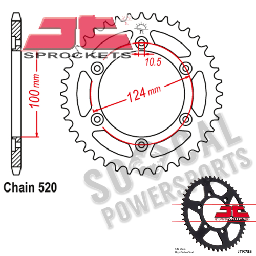 JT Sprockets - JT Sprockets Steel Rear Sprocket - 46T - JTR735.46