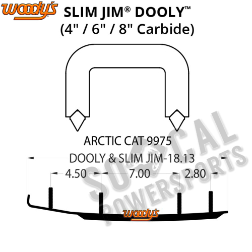 Woodys - Woodys Slim Jim Dooly Performance Carbide Wear Rods - 4in. - SA4-9975