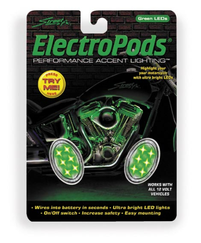 Street FX - Street FX Electropods Oval Lightpod - Green/Chrome - 1041903