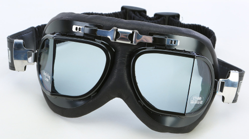 Emgo - Emgo Classic Split Lens Leather Cushion Goggles - 76-50120 - Black / Clear Lens - OSFM