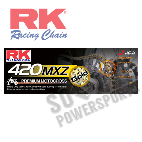 RK - RK 420 MXZ Non-Sealed Mini Racing Chain - 100 Links - Gold - GB420MXZ-100