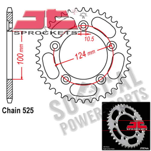 JT Sprockets - JT Sprockets Steel Rear Sprocket - 44T - JTR835.44