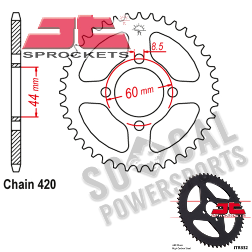 JT Sprockets - JT Sprockets Steel Rear Sprocket - 44T - JTR832.44