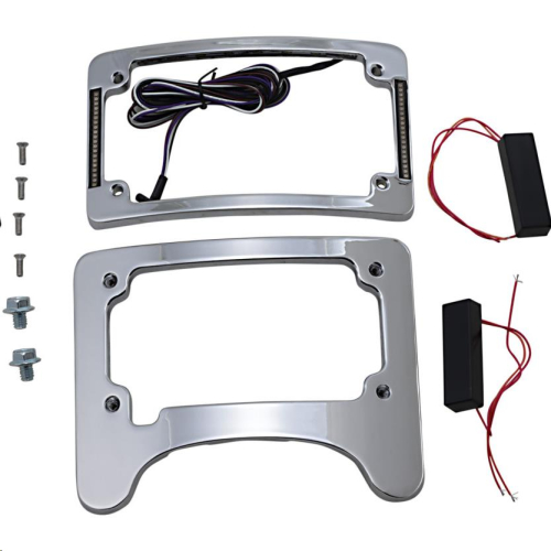 Custom Dynamics - Custom Dynamics Turn Signal Eliminator with Tri-Radius Iluminated Plate Frame - Chrome - TS-ELIM-06HW-C