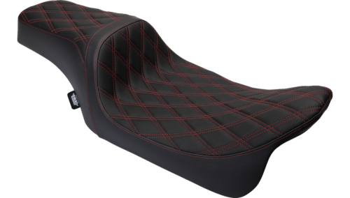 Drag Specialties - Drag Specialties Performance Predator 1-Up Seat - Double Diamond - Red Thread - 08011491