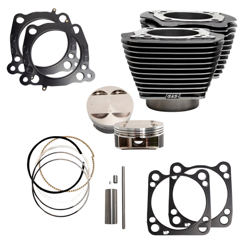 S&S Cycle - S&S Cycle M8 128in. Big Bore Kit - 4.250 Bore, 4.5 Stroke, Highlighted Fins - Black Granite - 910-0733