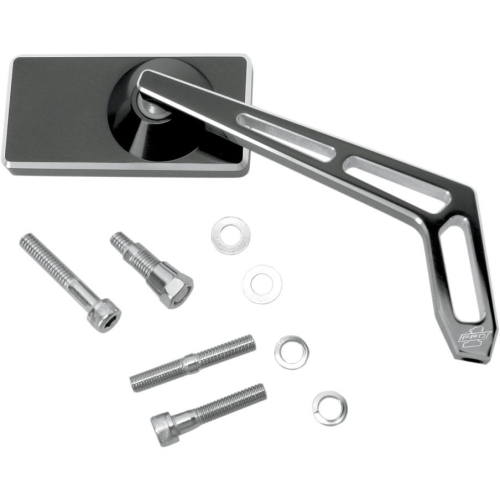 Pro-One Performance - Pro-One Performance Rectangular Smooth Head Mirror with Weekend Warrior Cutout Stem - Right - Black - 102470B