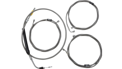 LA Choppers - LA Choppers Standard Cable/Brake Line Kit - Stainless 12in.-14in. Ape Hanger - Silver - LA-8058KT-13