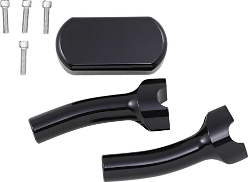 LA Choppers - LA Choppers Solid Handlebar Riser/Top Clamp Kits - 5-1/2in. Tall with 1in. Pullback - Black - LA-7442-05B