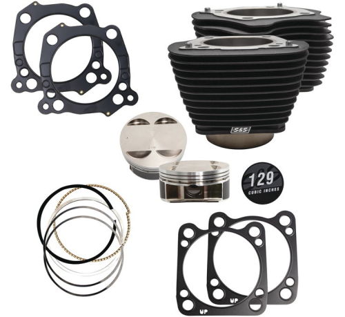 S&S Cycle - S&S Cycle 129in. Big Bore Kit - Wrinkle Black without Highlighted Fin - 910-0844