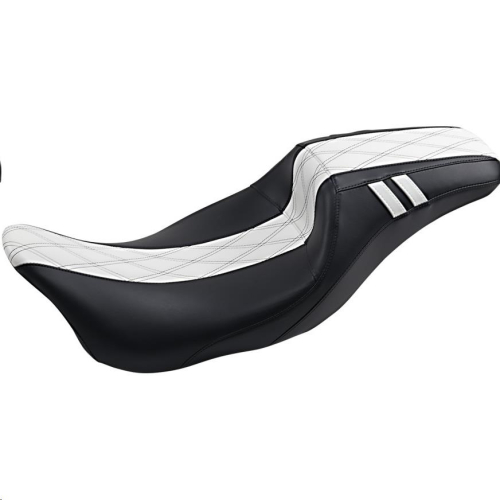 Le Pera - Le Pera Outcast Daddy Long Legs Seat with Backrest - Double Diamond Inlay Stitch - White - LK-987DLGT1