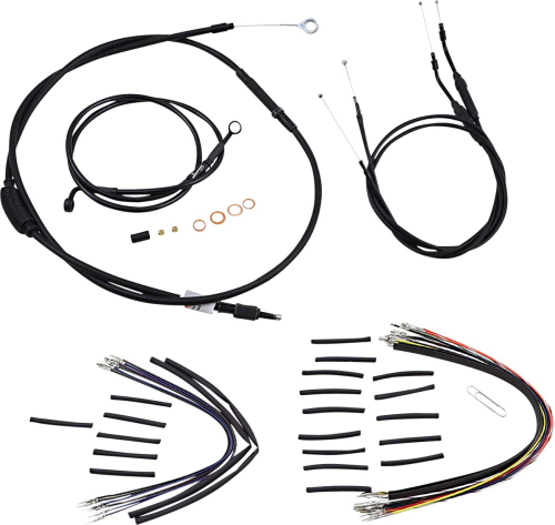 Burly Brand - Burly Brand Black Vinyl Handlebar Cable & Brake Line Kit for Jail Bars - 12in. - B30-1147