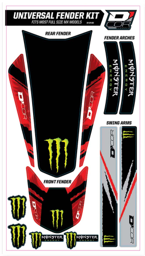 DCOR - DCOR Universal Fender Trim Decals -  Monster - Red - 15-10-101